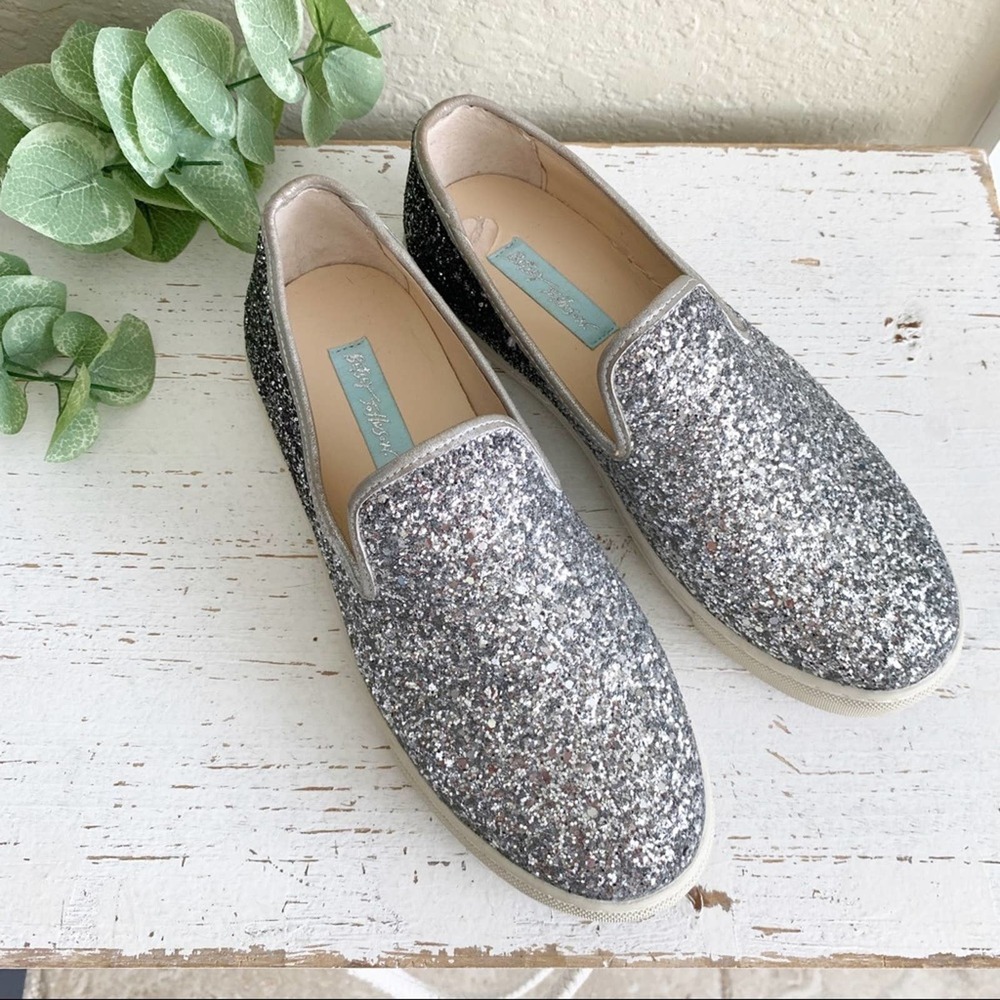 Blue by Betsey Johnson Eve Glitter Slip On Sneakers Silver